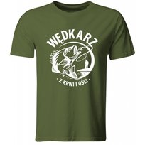 GiTees, Koszulka Wędkarz Z Krwi I Ości. Prezent Dla Wędkarza, zielona, rozmiar M