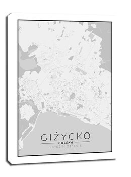 Giżycko mapa czarno biała - obraz na płótnie 61x91,5 cm - Galeria Plakatu