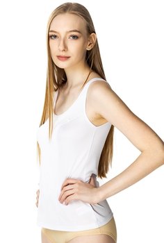 Gładka aksamitna koszulka damska Karla : Kolor - Biały, Rozmiar - 54 - Mewa Lingerie