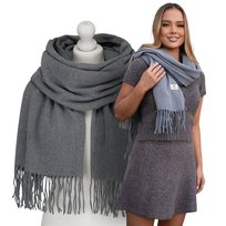 Gładki szal damski miękki dwustronny ciepły szalik na zimę PETERSON szary