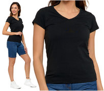 Gładki T-SHIRT DAMSKI Klasyczny z Dekolt V Koszulka Krótki Rękaw MORAJ 3XL