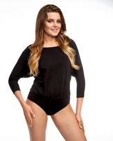 Gładkie body damskie rękaw 3/4 MARITA czarne  S BABELL