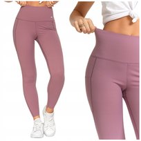 Gładkie Legginsy Damskie Sportowe Kieszenie Wysoki Stan Kryjące MORAJ L