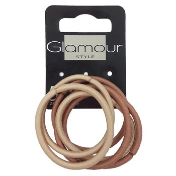 Glamour Gumki do włosów bez metalu Beżowe 6szt - Glamour