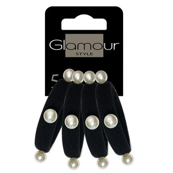 Glamour Gumki do włosów czarne z perełkami 4szt - Glamour