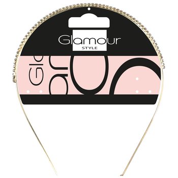 Glamour Metalowa opaska do włosów z małymi kryształkami Złota - Glamour
