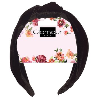 Glamour Opaska do włosów z węzłem welurowa Czarna - Glamour