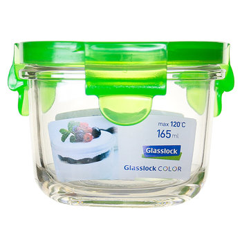 GLASSLOCK - Color - Szklany pojemnik kuchenny, okrągły 165 ml - Zielony - GLASSLOCK