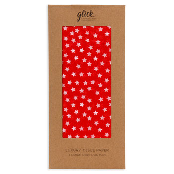 Glick, Bibułka Tissue Stars Red, 50x75 cm, 4 arkusze - Glick