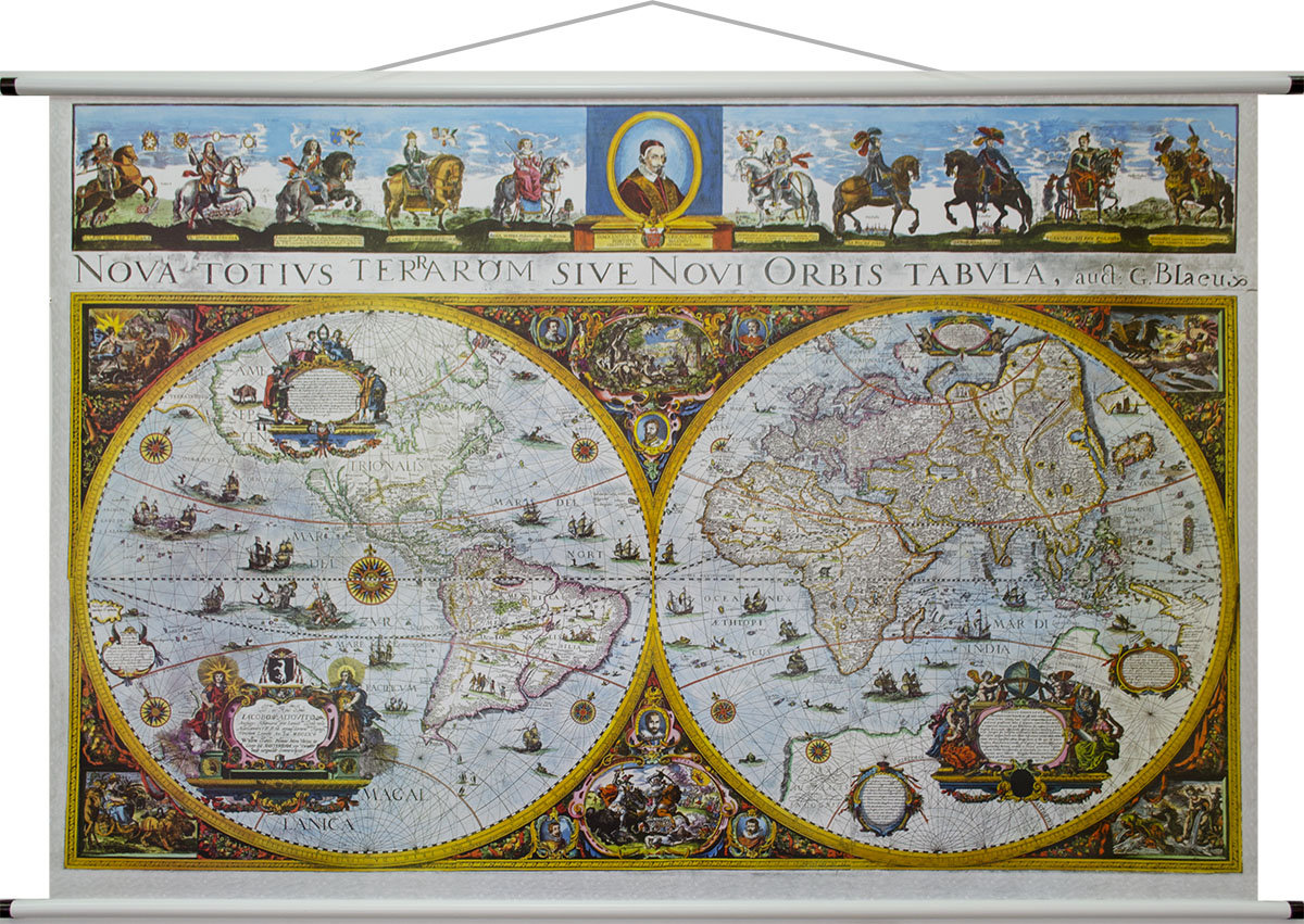 Global Mapping, mapa ścienna Świat Blaue Antique World