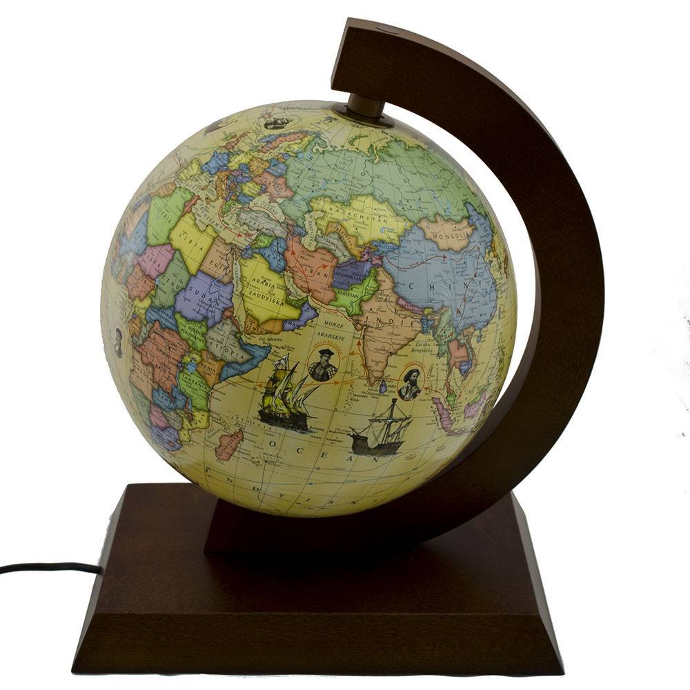 Zdjęcia - Gra planszowa Globus polityczny podświetlany z trasami odkrywców kula 25 cm, Zachem