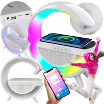 GŁOŚNIK BLUETOOTH BEZPRZEWODOWY ŁADOWARKA INDUKCYJNA PODŚWIETLENIE RGB PRO