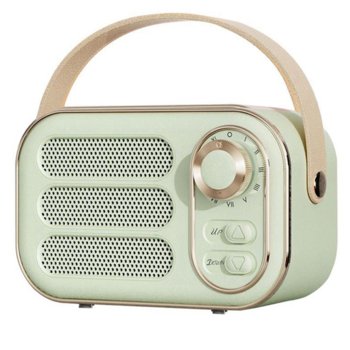 Głośnik retro 360 stereo efekt mini głośnik Bluetooth vintage radio wystrój domu zewnętrzny soundbox zielony - No name