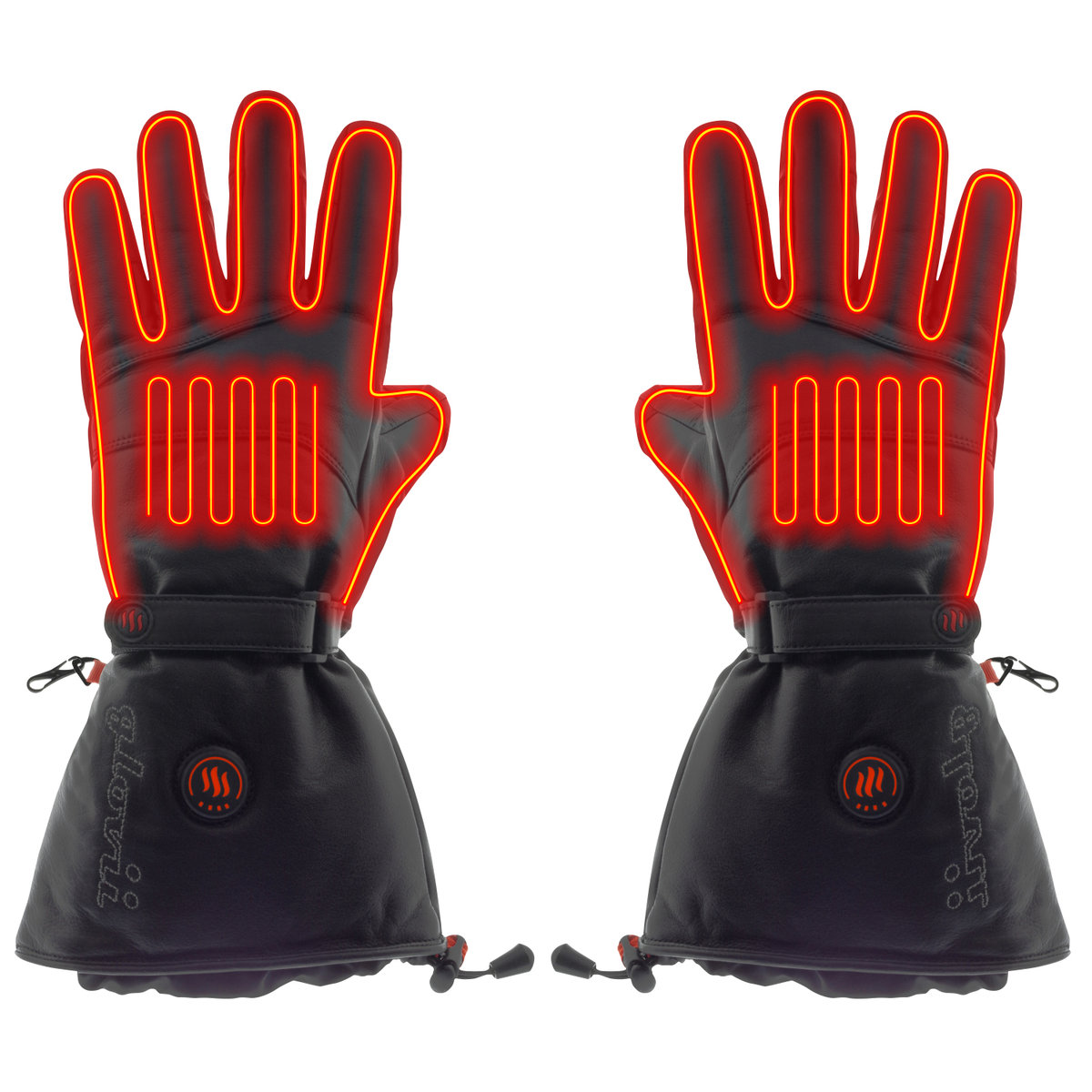 Glovii, Rękawice skórzane ogrzewane, czarny, rozmiar L