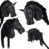 Głowa Konia Na Kiju Hobby Horse Dźwięk Pluszowy Piękny Czarny