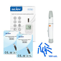 Glukometr do pomiaru glukozy we krwi SEJOY nakłuwacz 100 pasków 100 lancet