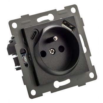 Gniazdko Do Ramek Czarne 230V Z Bolcem Usb + Usb C - DLED