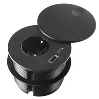 Gniazdo Blatowe Okrągłe Spacetronik Sps-R1D3B V2 Czarny Mediaport Meblowy Spacetronik