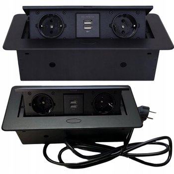 Gniazdo Chowane W Blat Nablatowe + 2 Usb Czarne - doUp.