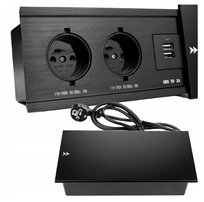 GNIAZDO ELEKTRYCZNE WPUSZCZANE CHOWANE W BLAT 2xUSB 2x230V PRZESUWANE