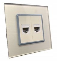 GNIAZDO GNIAZDKO LAN RJ45 podwójne SZKLANE SZARE