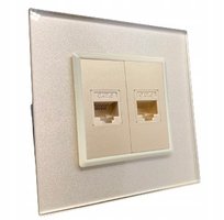 GNIAZDO GNIAZDKO LAN RJ45 podwójne SZKLANE ZŁOTE