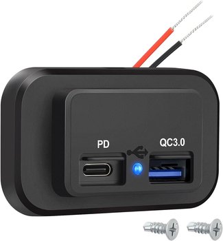 Gniazdo USB do kampera, panel gniazda ładowania portów USB A i USB C QC3.0 z oświetleniem LED do łodzi i samochodów 12 V/24 V, 1 szt. - other