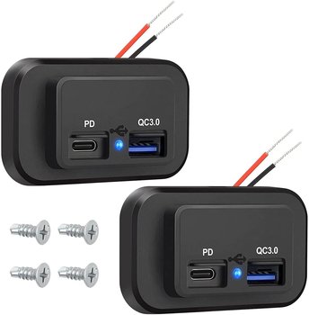 Gniazdo USB do kampera, panel gniazda ładowania QC3.0 USB A i USB C, z oświetleniem LED do samochodów, łodzi i jachtów 12 V/24 V, 2 szt. - other