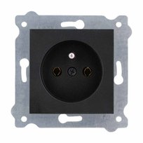 Gniazdo z uziemieniem Exen Czarny Metalik