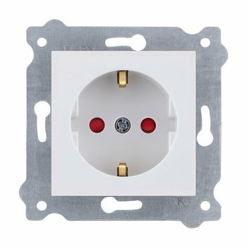 Gniazdo z uziemieniem Exen Schuko 2+e i przesłonami torów prądowych  Exen Biały - EXEN