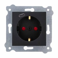 Gniazdo z uziemieniem Exen Schuko 2p+e + Typ C Exen Czarny Metalik