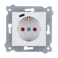 Gniazdo z uziemieniem Exen Schuko 2p+e + usb Typ C Exen Biały