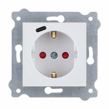 Gniazdo z uziemieniem Exen Schuko 2p+e + usb Typ C Exen Biały - EXEN