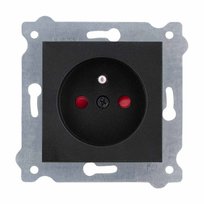 Gniazdo z uziemieniem i przesłonami torów prądowych  Exen Czarny Metalik