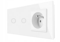 GNIAZDO Z WŁĄCZNIKIEM PODWÓJNYM PANEL BIAŁY