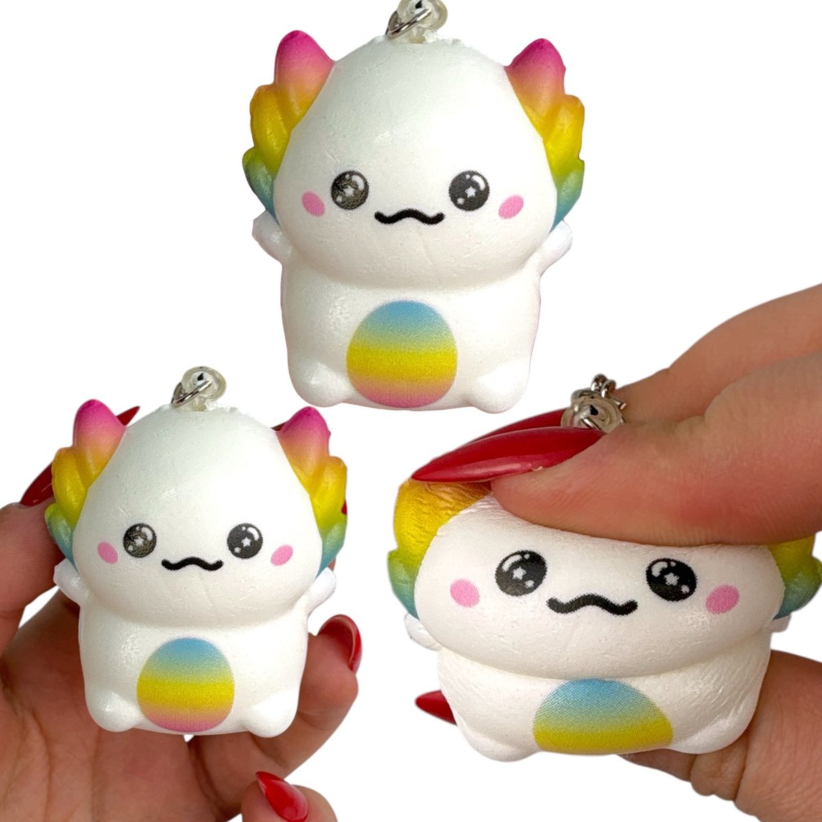 Gniotek squishy aksolotl 1 szt. piankowy brelok antystresowy ...
