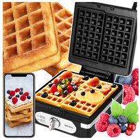 GOFROWNICA 2000W OPIEKACZ DO GOFRÓW MOCNA Z REGULACJĄ TEMPERATURY CZARNA