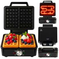 GOFROWNICA 2000W OPIEKACZ DO GOFRÓW MOCNA Z REGULACJĄ TEMPERATURY CZARNA