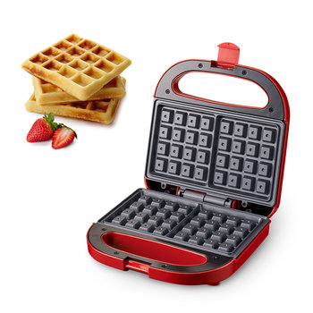 Gofrownica 750W Mocna Czerwona Elegancka 2 Gofry - Aurora