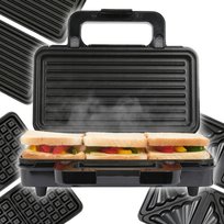 Gofrownica Opiekacz Toster Grill - 900W - 3W1 - Nieprzywierająca Powłoka LUND