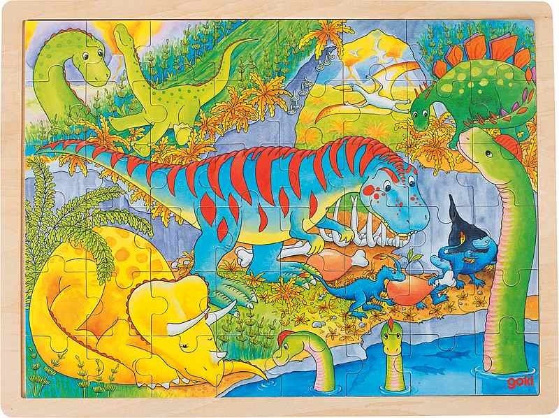Goki, drewniane puzzle do układania Świat dinozaurów