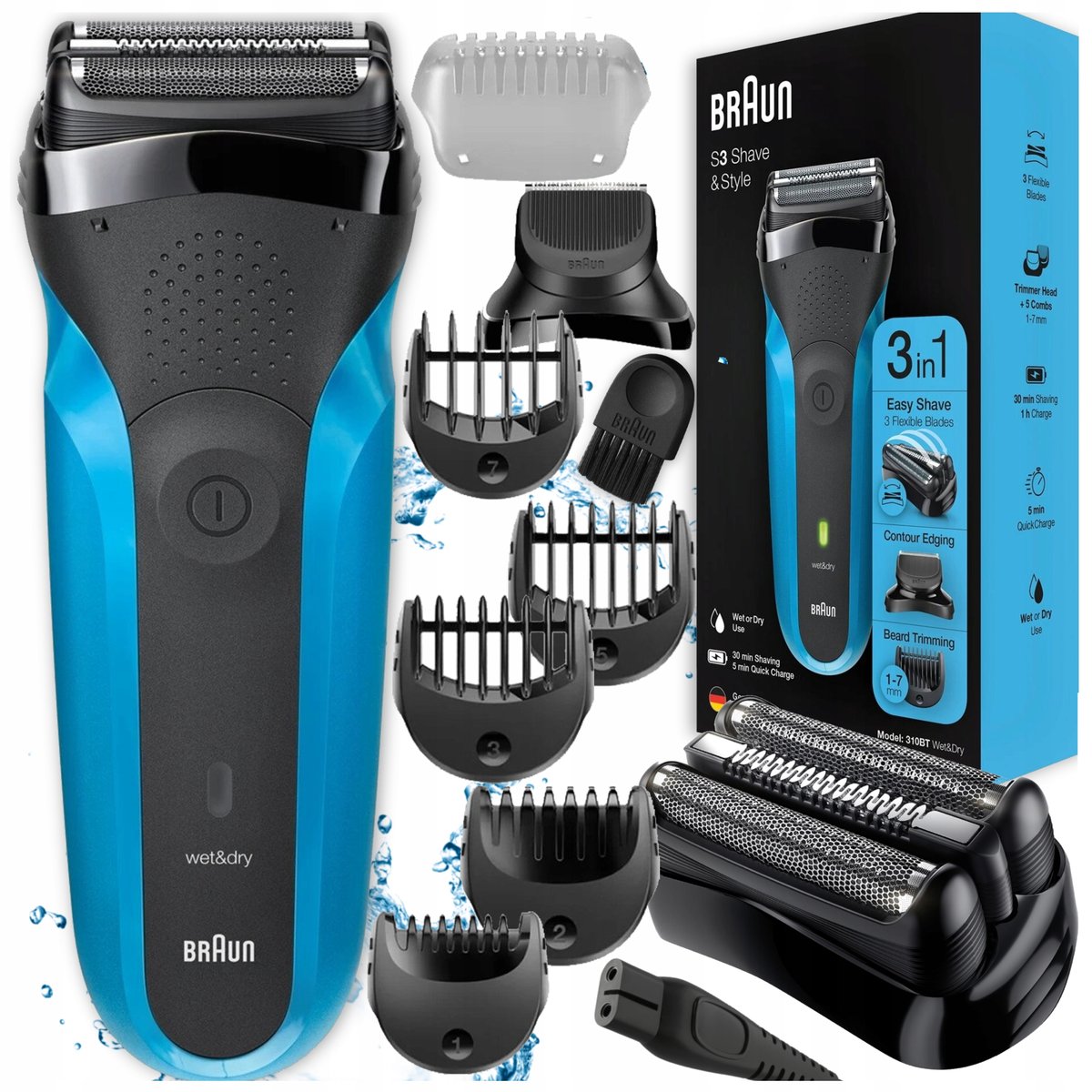 Braun GOLARKA BRAUN Z TRYMEREM DO GOLENIA BRODY ZAROSTU GOLARKA MASZYNKA NASADKI