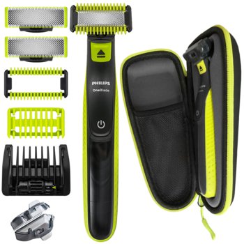 Golarka hybrydowa PHILIPS OneBlade QP2824 - zestaw z etui i 3 ostrzami do twarzy i ciała golenie stylizacja wodoodporna - Philips