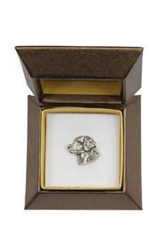 Golden Retriever I - broszka z psem w pudełku prezentowym, elegancki pin, wpinka do klapy marynarki marki Art-Dog - Art-Dog