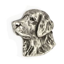 Golden Retriever I  - posrebrzana broszka z psem, elegancki pin, ozdoba klapy marynarki marki Art-Dog