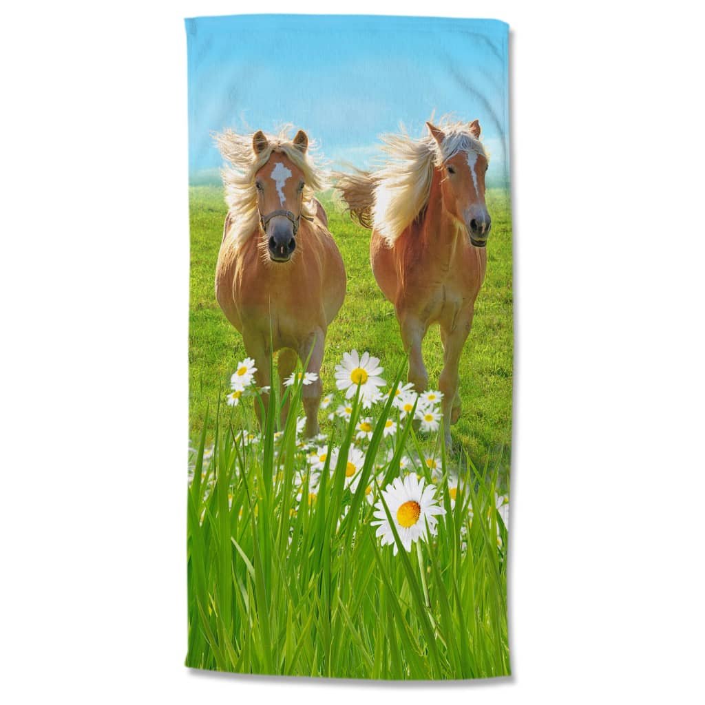 Zdjęcia - Ręcznik Morning Good   plażowy HORSES, 75x150 cm, kolorowy 