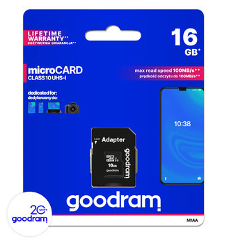 Goodram Microcard 16 GB karta pamięci micro SD HC UHS-I class 10, adapter SD (M1AA-0160R12) - GoodRam