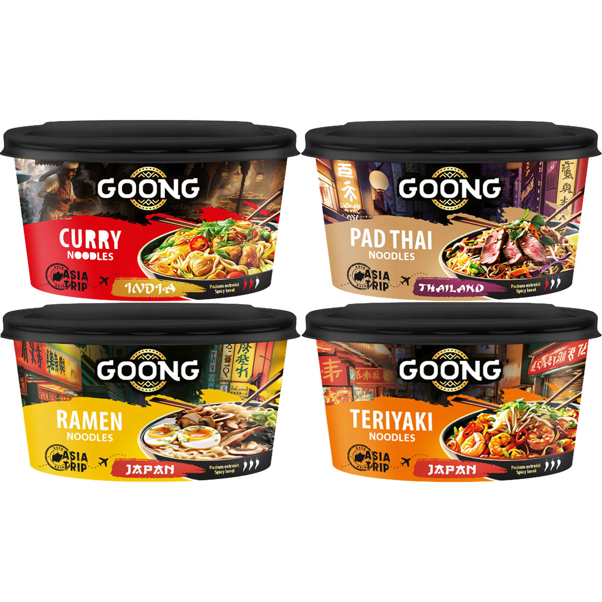 Goong Noodles Danie instant 90 g - MIX smaków: Z sosem Curry, Pad Thai ...