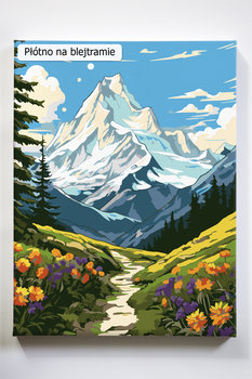 Gościniec, góry, kwiaty, ścieżka, drzewa, malowanie po numerach - Akrylowo