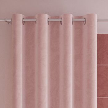 Gotowa zasłona z miękkiej welwetowej tkaniny Velvi, kolor jasny różowy na przelotkach, rozmiar 140x240 cm - Markizeta